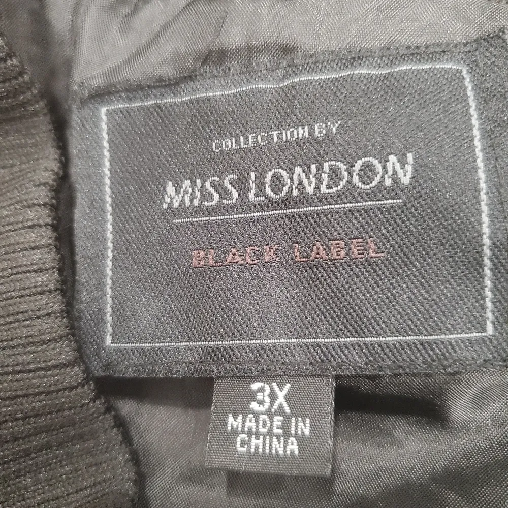 Miss London EUC Collection By  Black Label Black Button Down Bomber Jacket 3XL - Image 3