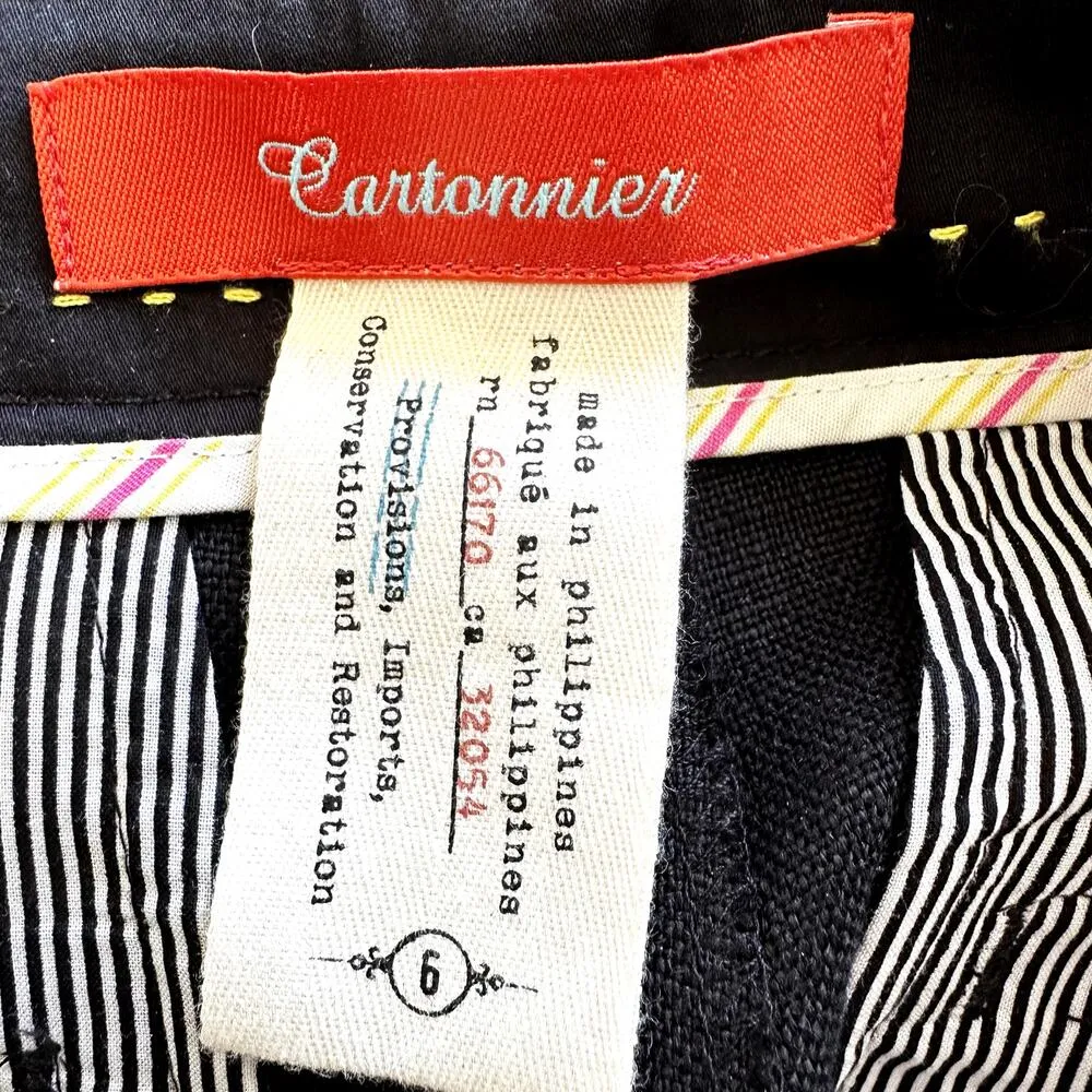 Anthropologie Cartonnier High Waisted Wide Leg Trouser Pants Side Button Black 6 - Image 3