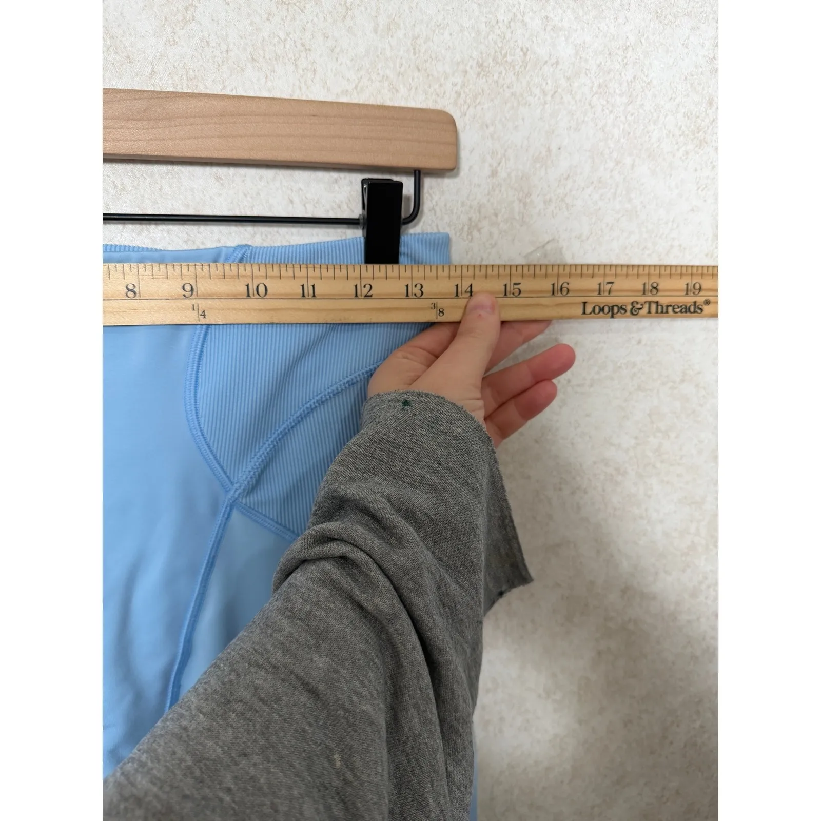 Savage X Fenty Sport Light Blue Ribbed Accent Leggings Activewear Athletic Pants Size L - Image 2