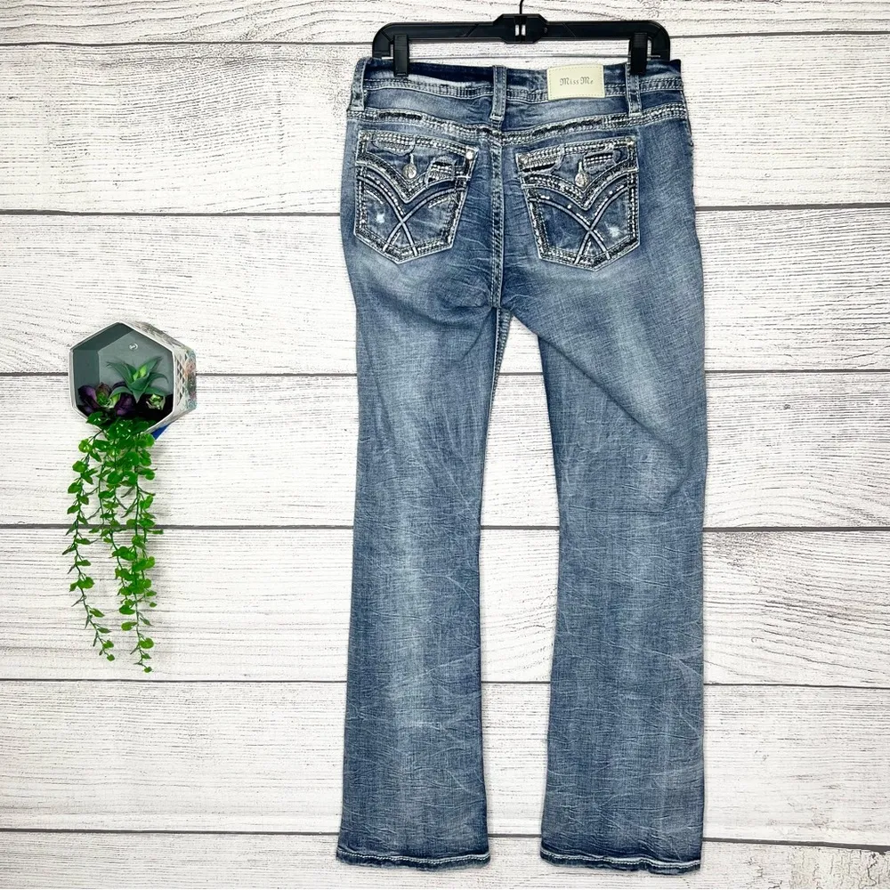 Miss Me Embellished Embroidered Low Rise Bootcut Jeans Size 28 - Image 13