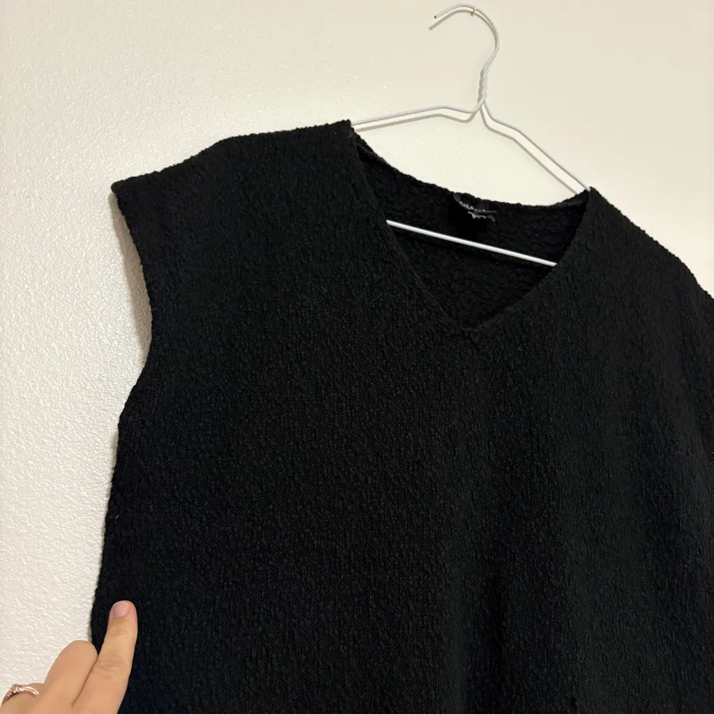 Eileen Fisher Women Cotton Short Cap Sleeve V-Neck Tee Vest in Black Size Large - Image 3