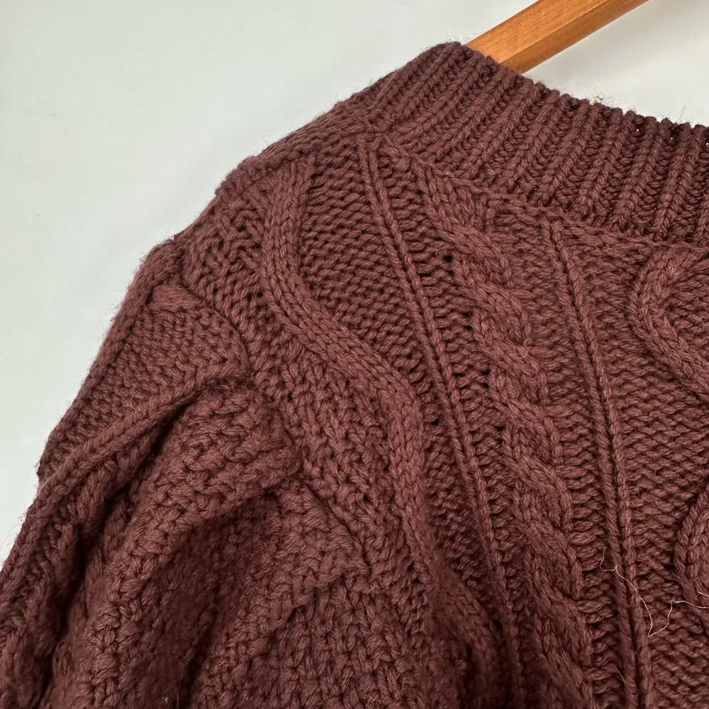 Joe’s Jeans The Ara Sweater size Large Brown Cotton Wool Chunky Knit Square Neck - Image 7