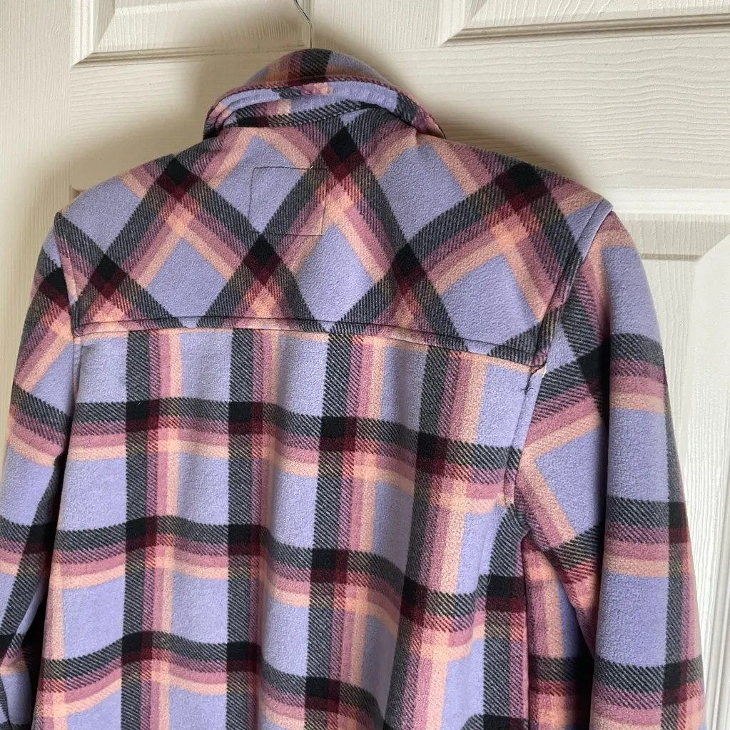 Sage Women's Long Sleeve Plaid Plush Sherpa Lined Fleece Shirt Jacket size s - Image 8