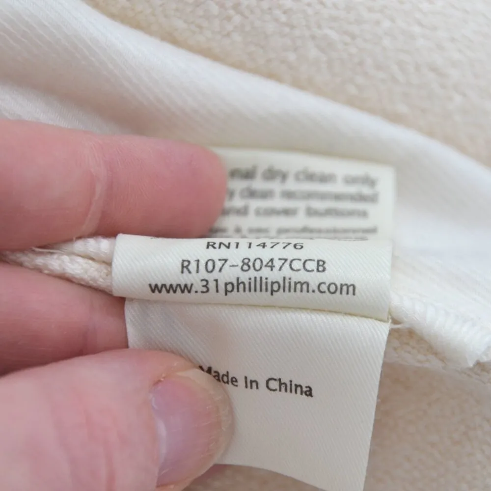 3.1 Phillip Lim Double Breasted Short Coat Cream Cotton 3/4 Sleeve Women's 2 - Image 12