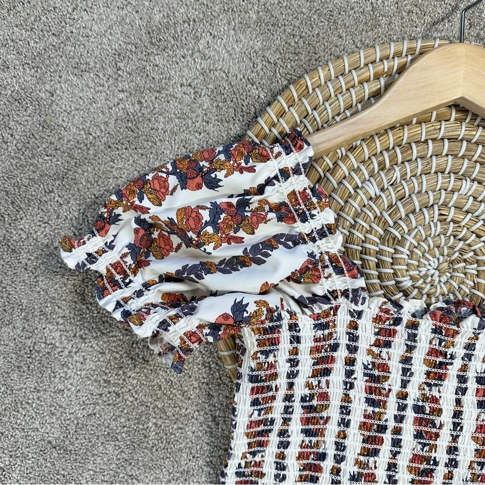 o.p.t Women’s Daphne Square Neck Smocked Maxi Dress Tiered Multicolor Floral M White Size M - Image 7