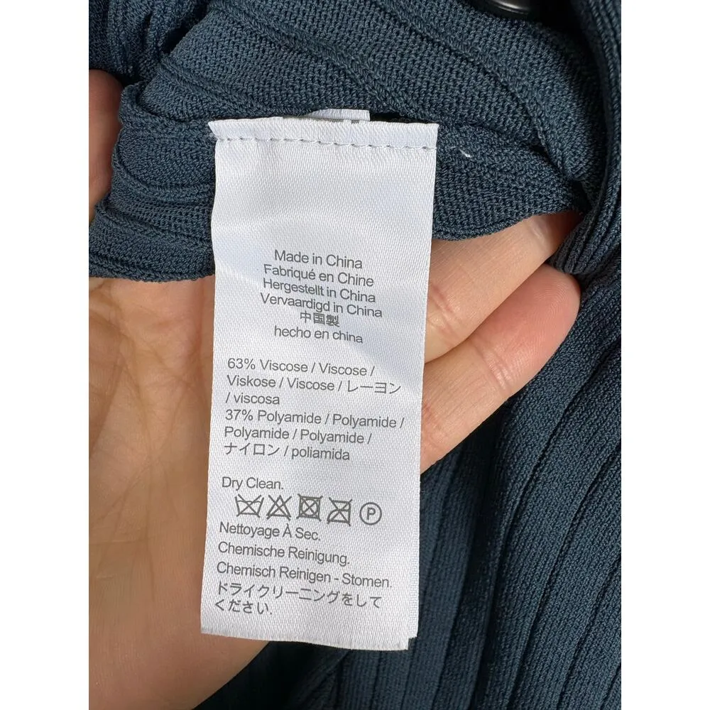 J. Crew Ribbed Cropped Jumpsuit Size Large Blue Long Sleeve Stretch Comfort - Image 6