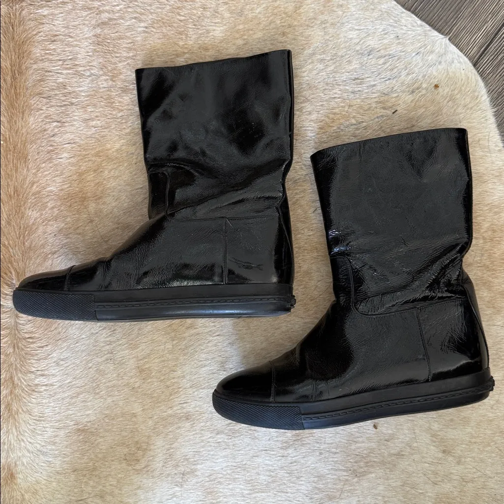 Miu Miu Shiny Black patent calf leather boots size 39.5 - Image 6