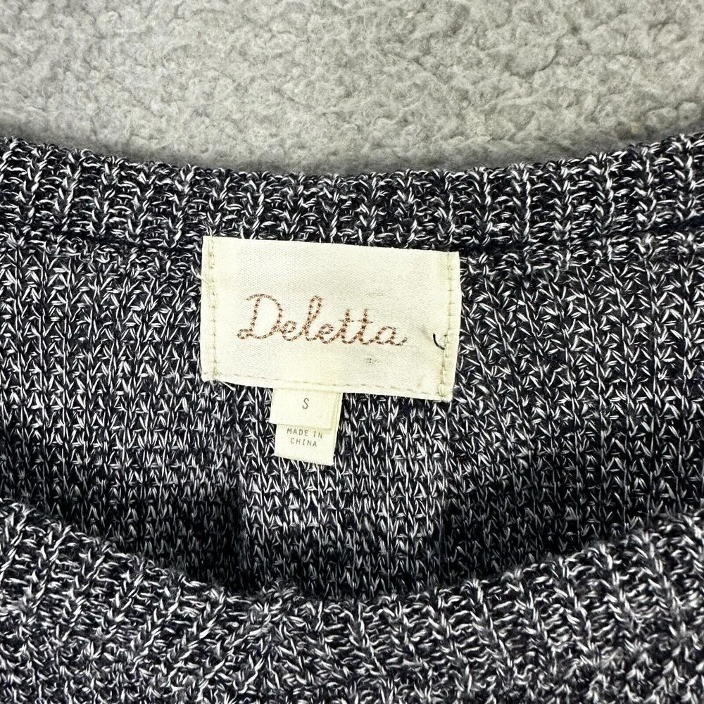 Anthropologie Deletta‎ Top Womens Small Blue Knit Cold Shoulder Oversized Boho - Image 4