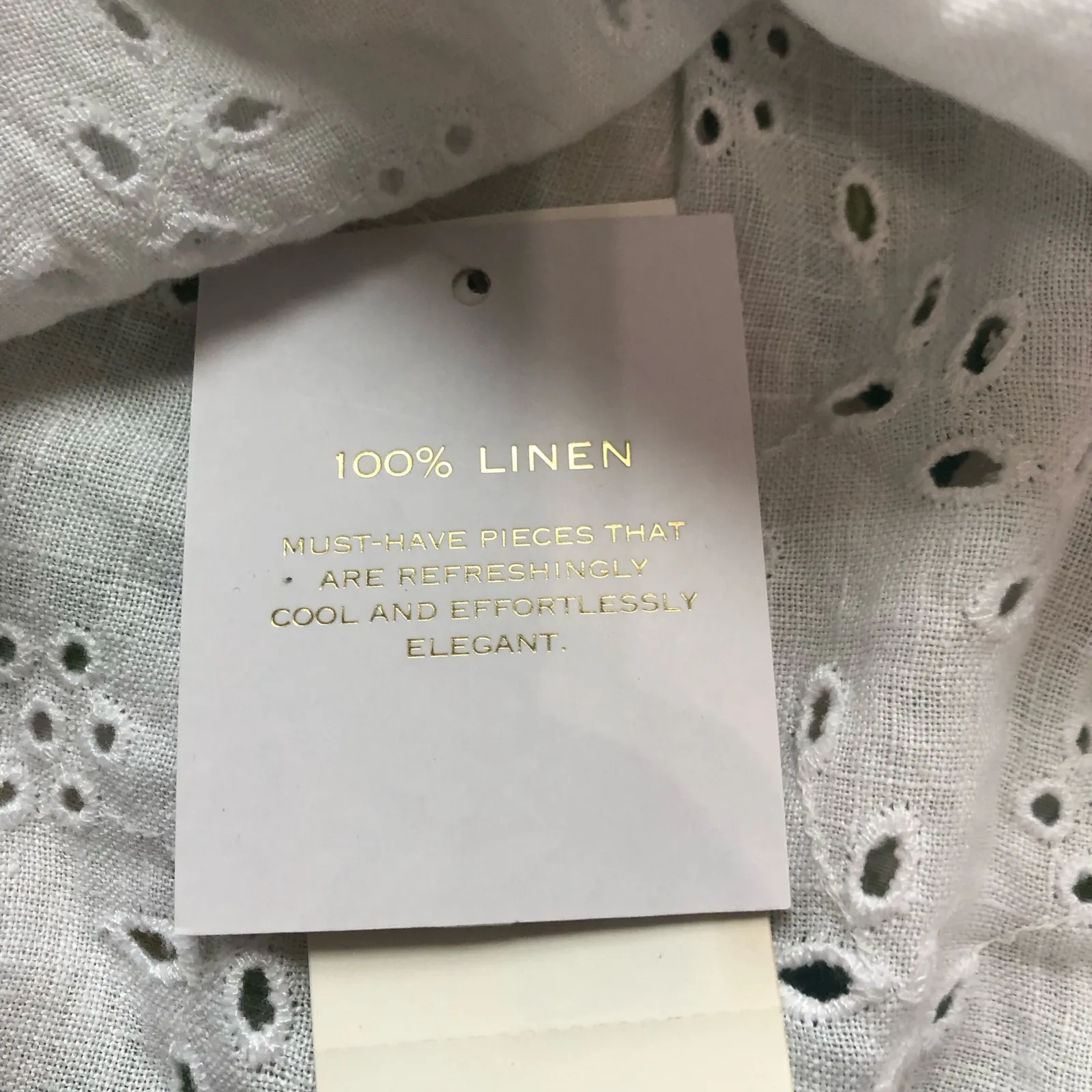 Charter Club Women's Luxury Linen Eyelet Blouse Short‎ Sleeve White Size XL NWT - Image 5