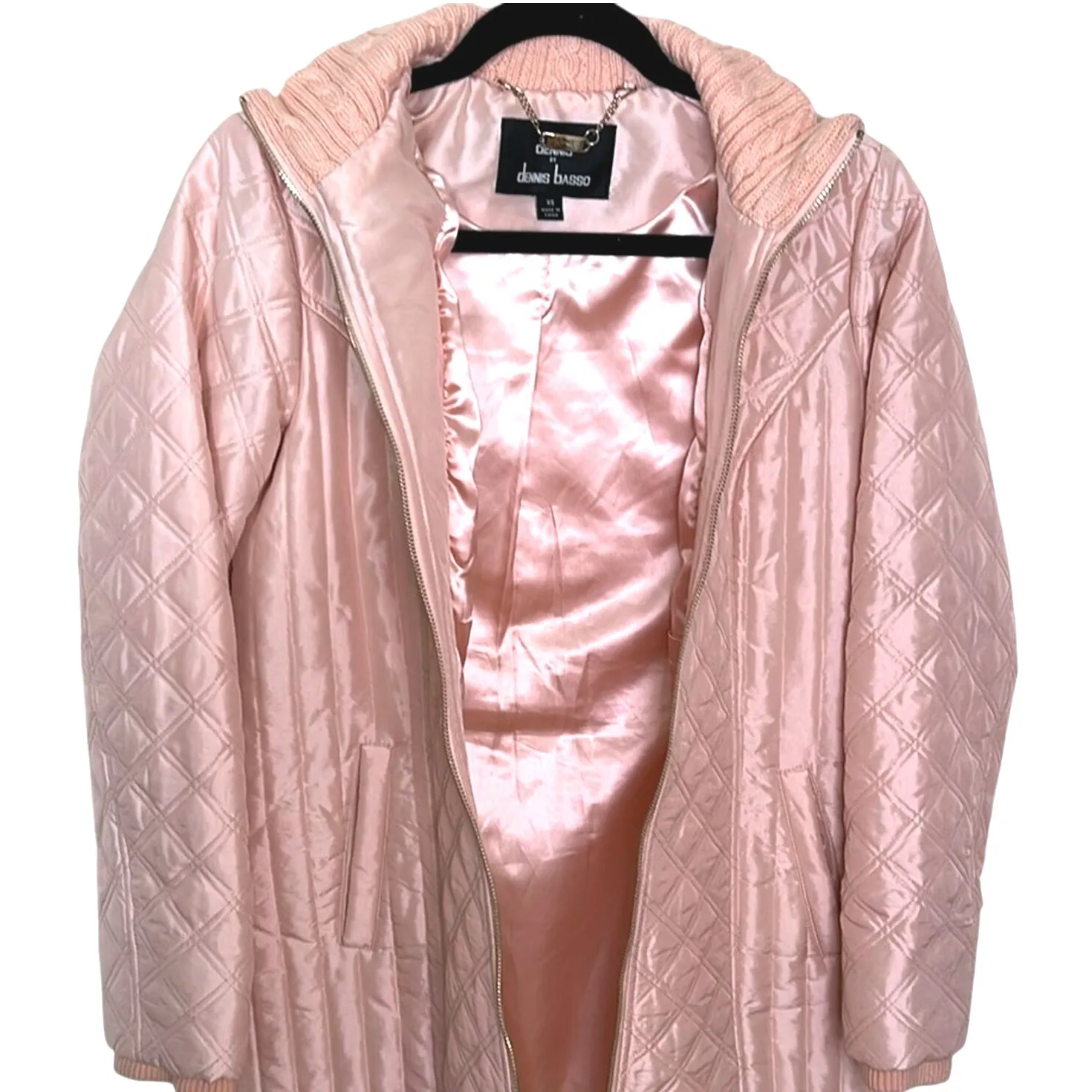 Dennis Basso Water Resistant Quilted Zip Front Jacket Pink XS EUC‎ - Image 2
