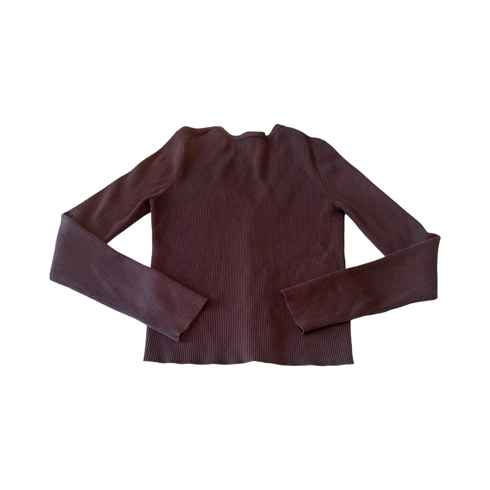 & Other Stories Stockholm Atelier Ribbed Cardigan Sweater Chocolate Brown Medium - Image 2