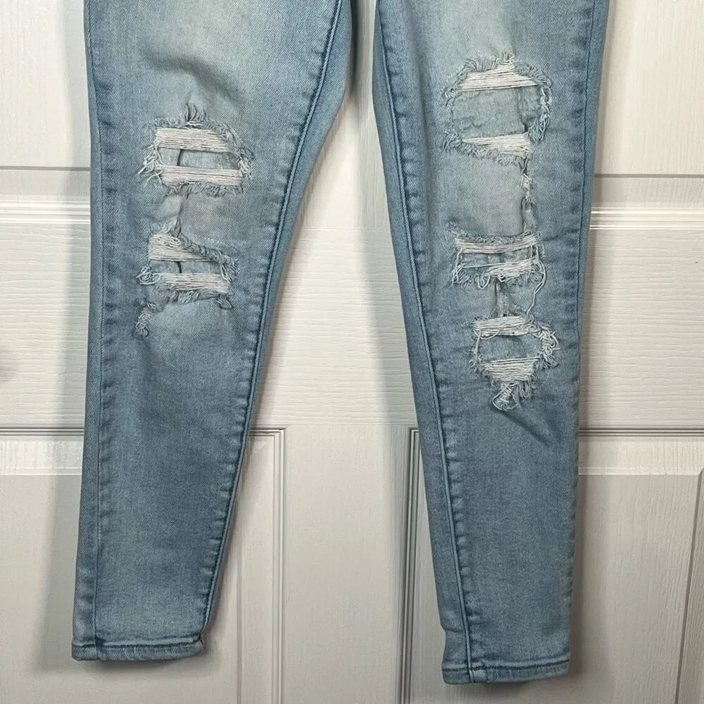 KanCan Sz 7 / 27 Light Wash Distressed Skinny Jeans High Rise Blue - Image 3