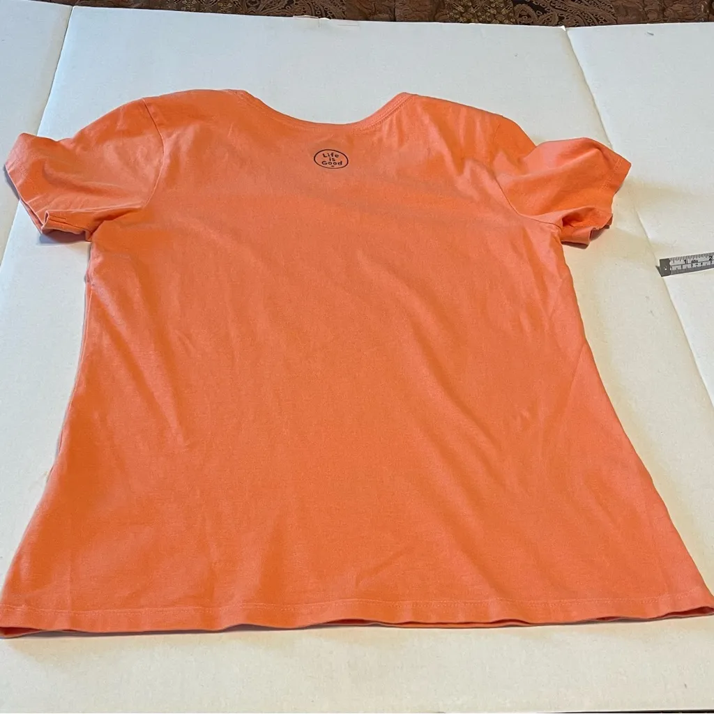 Life is Good Womens Size Small Peach Orange Crusher Tee Shirt Flamingo‎ Coastal - Image 13
