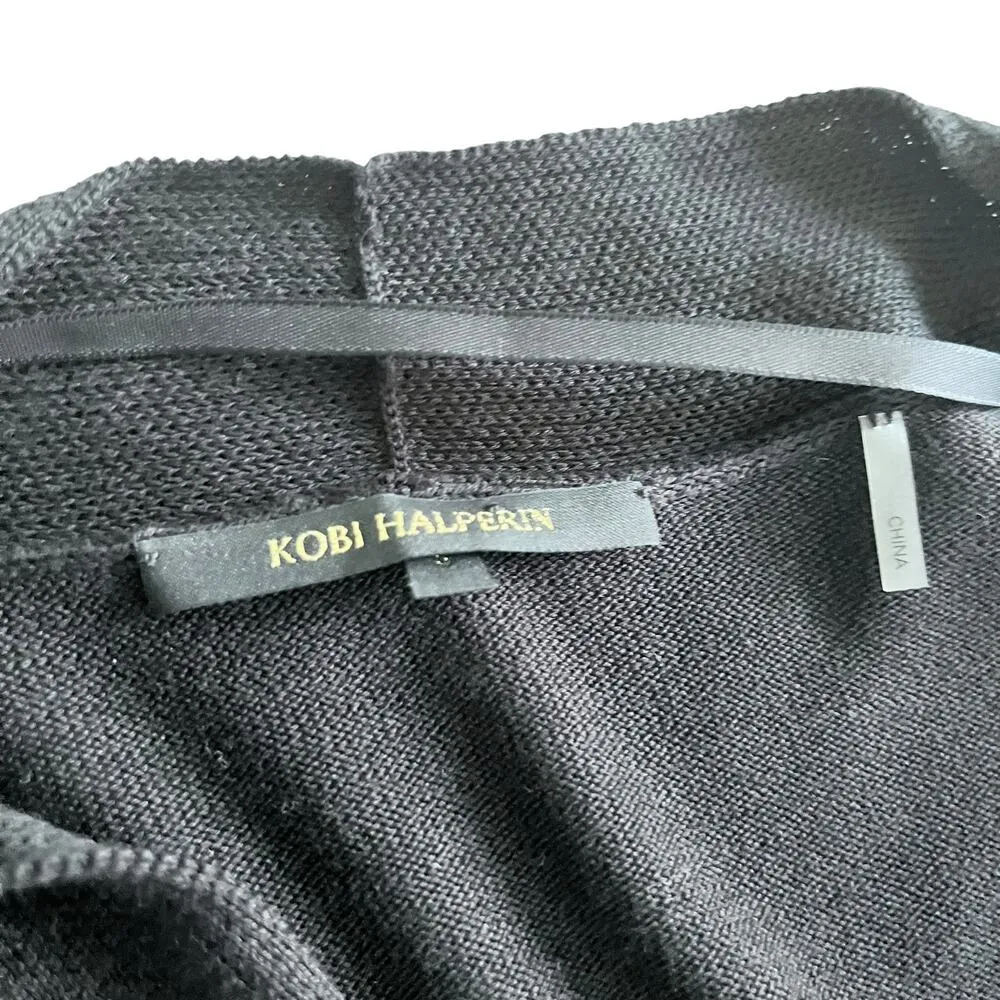 Kobi Halperin Black Tie Front Crochet Flare Bell Sleeve Knit Cardigan Size Small - Image 5