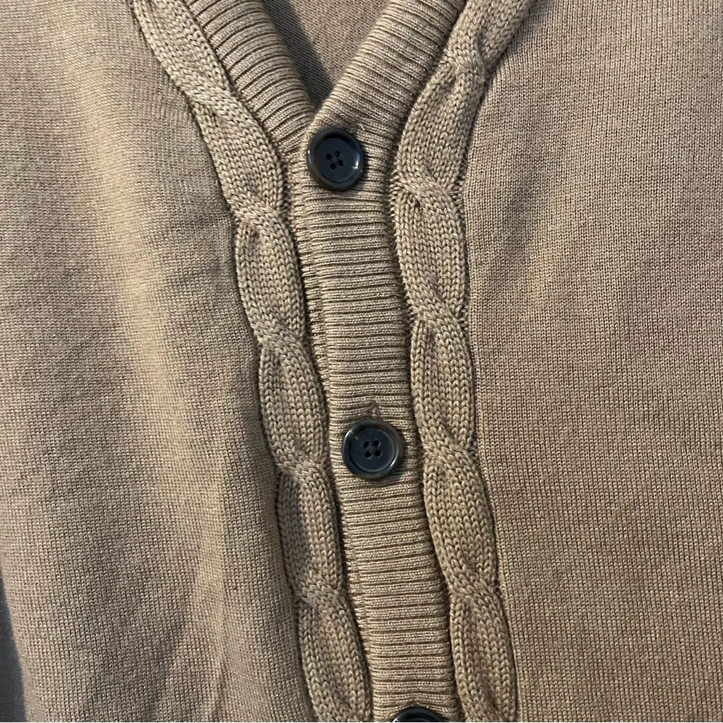 Banana Republic women’s medium Brown Cardigan Sweater button cable knit wool - Image 3