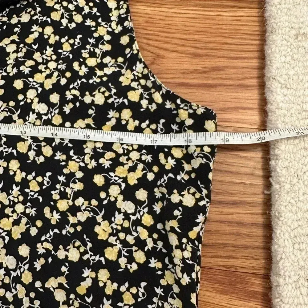 Equipment Femme Sleeveless Black Yellow Floral Print V Neck Silk Dress S - Image 8