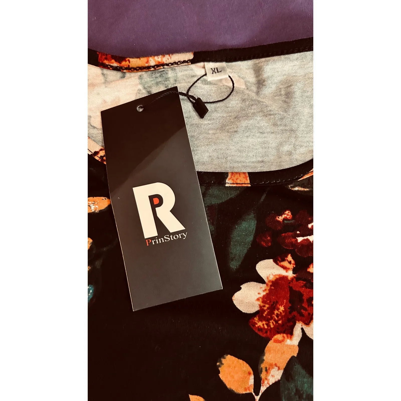 Cold Shoulder Long Sleeve XL Tunic NWT Rayon Prin Story Floral Boho Coquette Black - Image 7