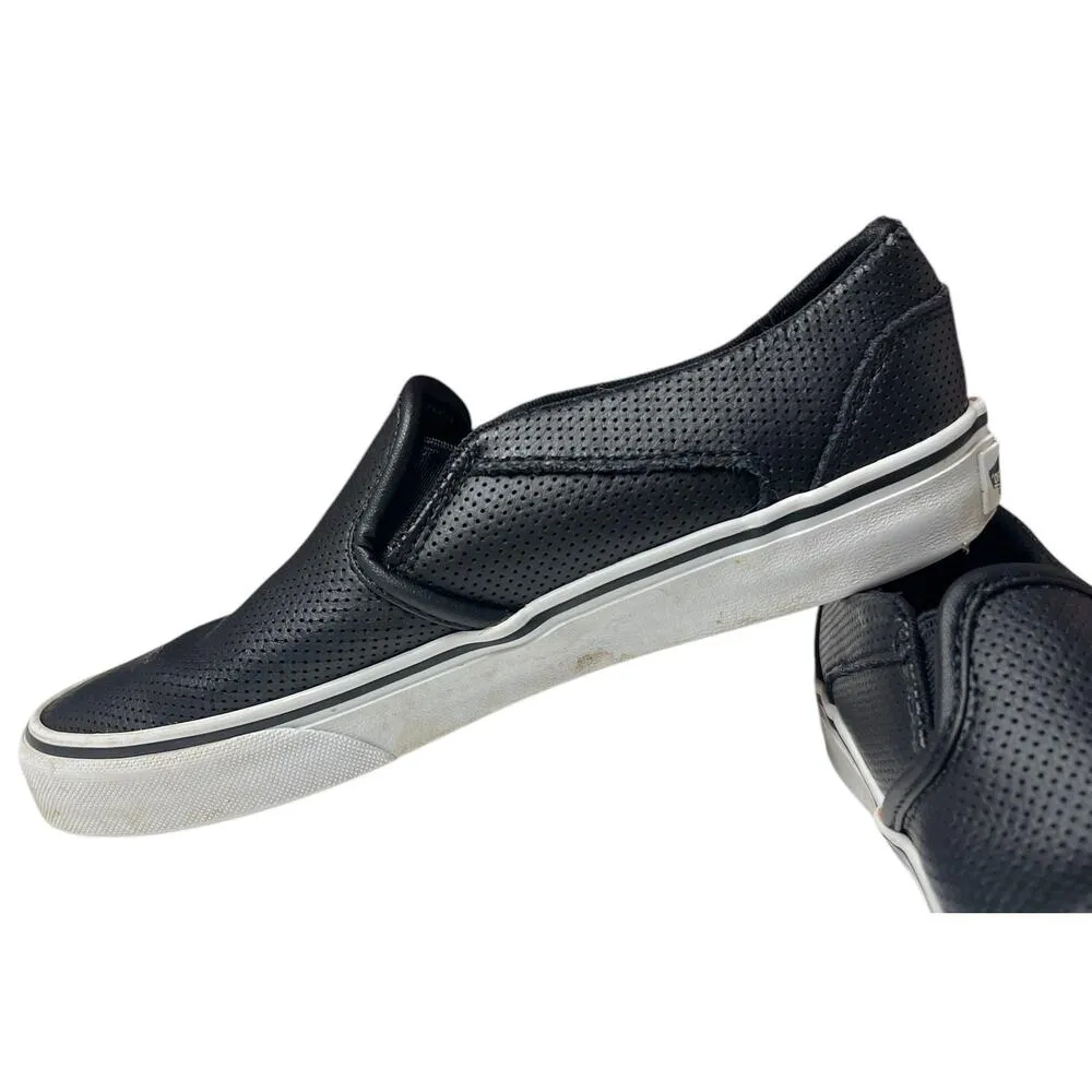 VANS Women's Perforated Leather Skater Slip-On Casual Shoes Black Size 7 - Image 6