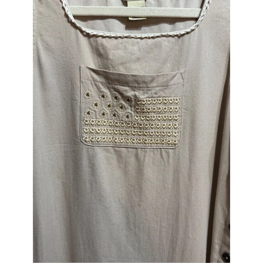 Vintage Teddi Button Side Maxi Dress Boho Cottagecore Neutral Essential Sz S Tan - Image 4