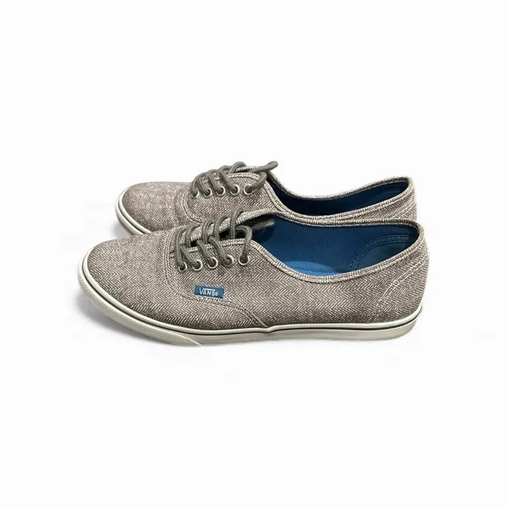 Men’s size 6, women’s size 7.5 Vans grey canvas herringbone - Image 3
