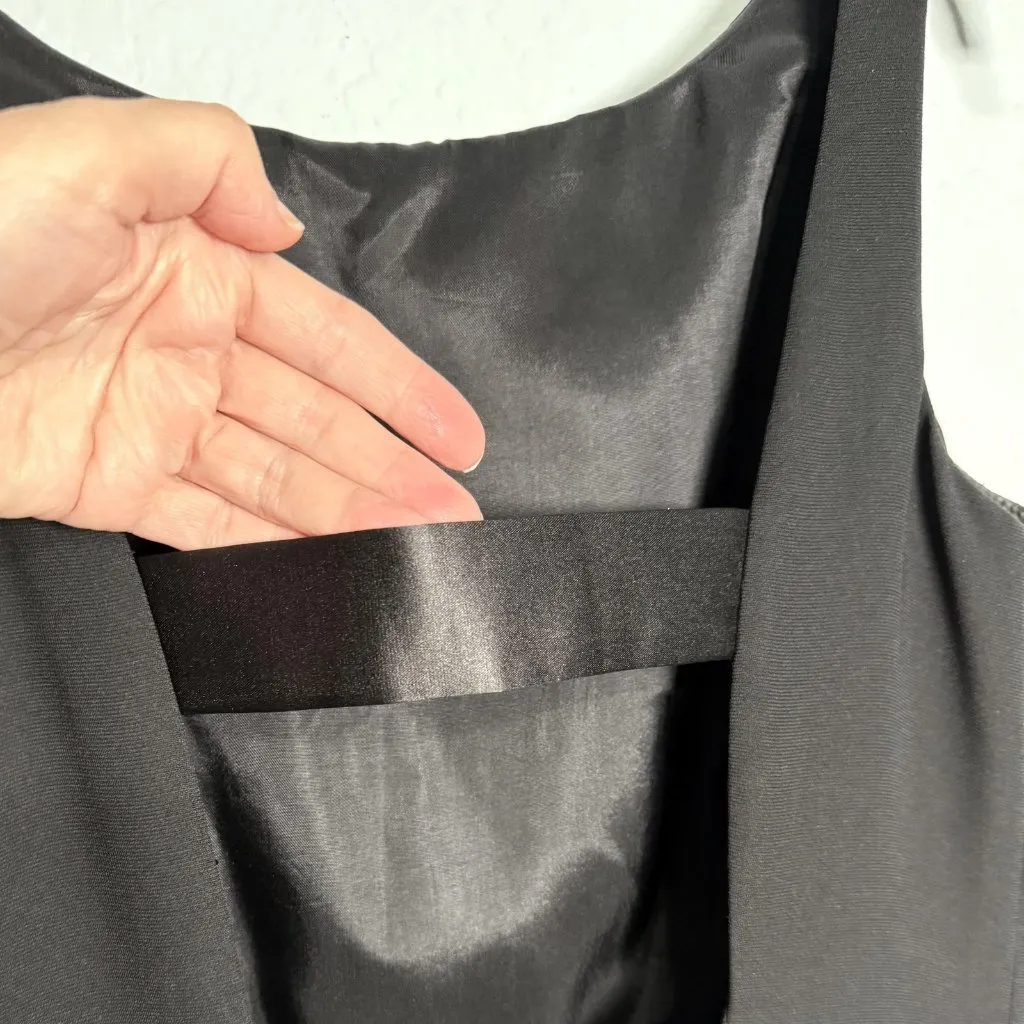 Maggy London Black Midi Dress Womens 6 Sleeveless Plunge Back Sheath Classic LBD - Image 6