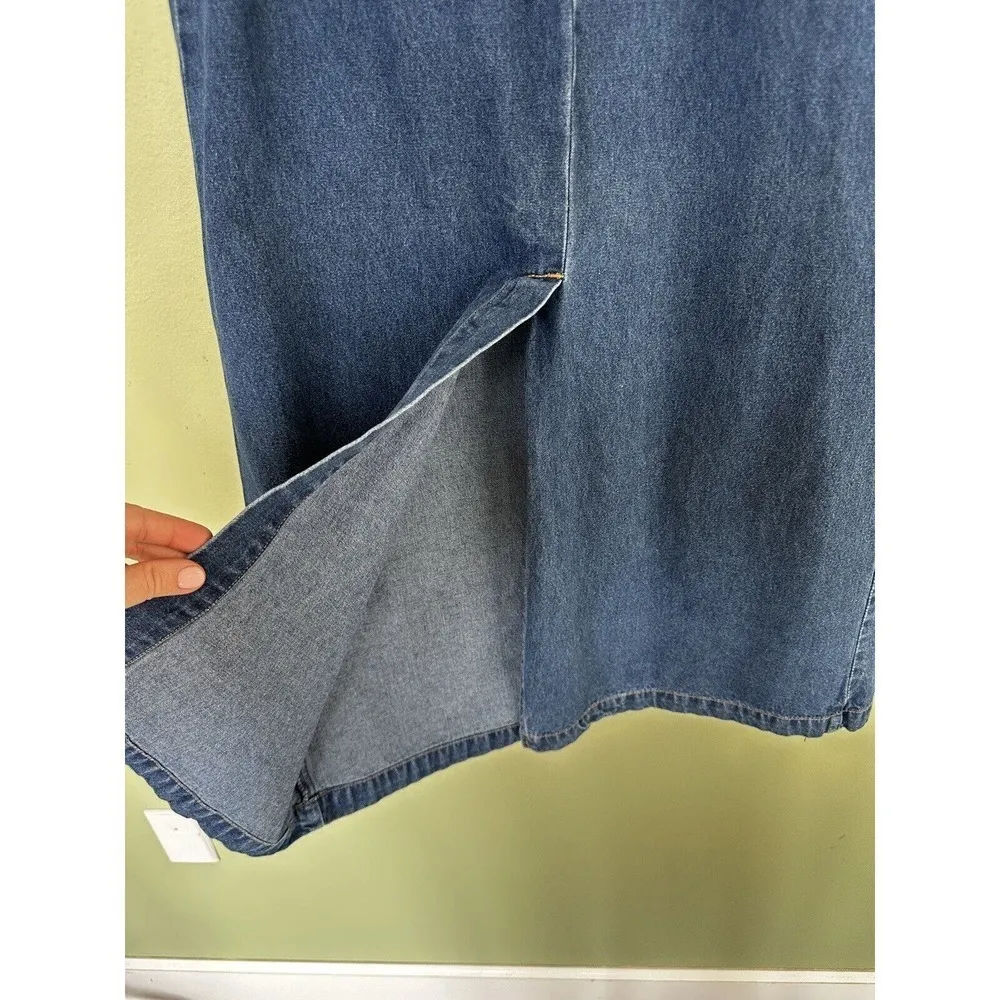 Vtg 90’s Denim Midi Skirt Size 10 Button Down Pockets Y2K Mid High Rise Jean​​​ Blue - Image 8