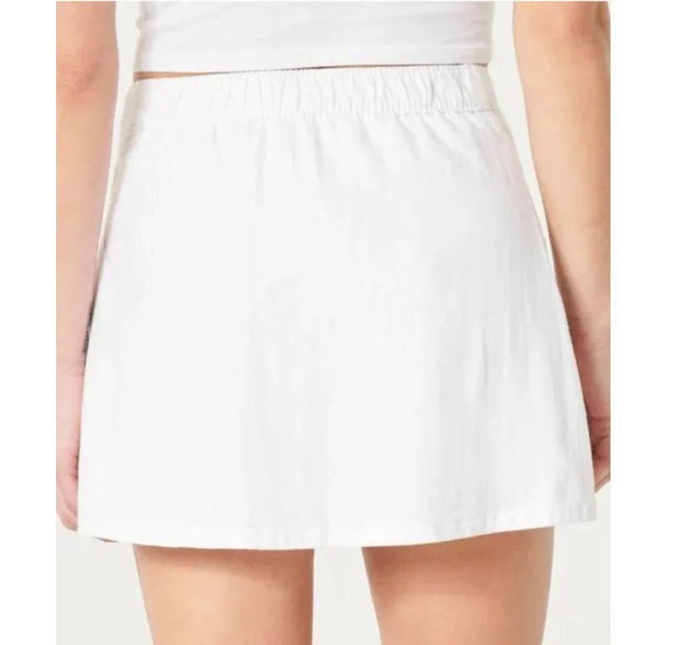 Hollister Linen Blend Mini Skirt Skort Lightweight Slit in White Women's M - Image 10