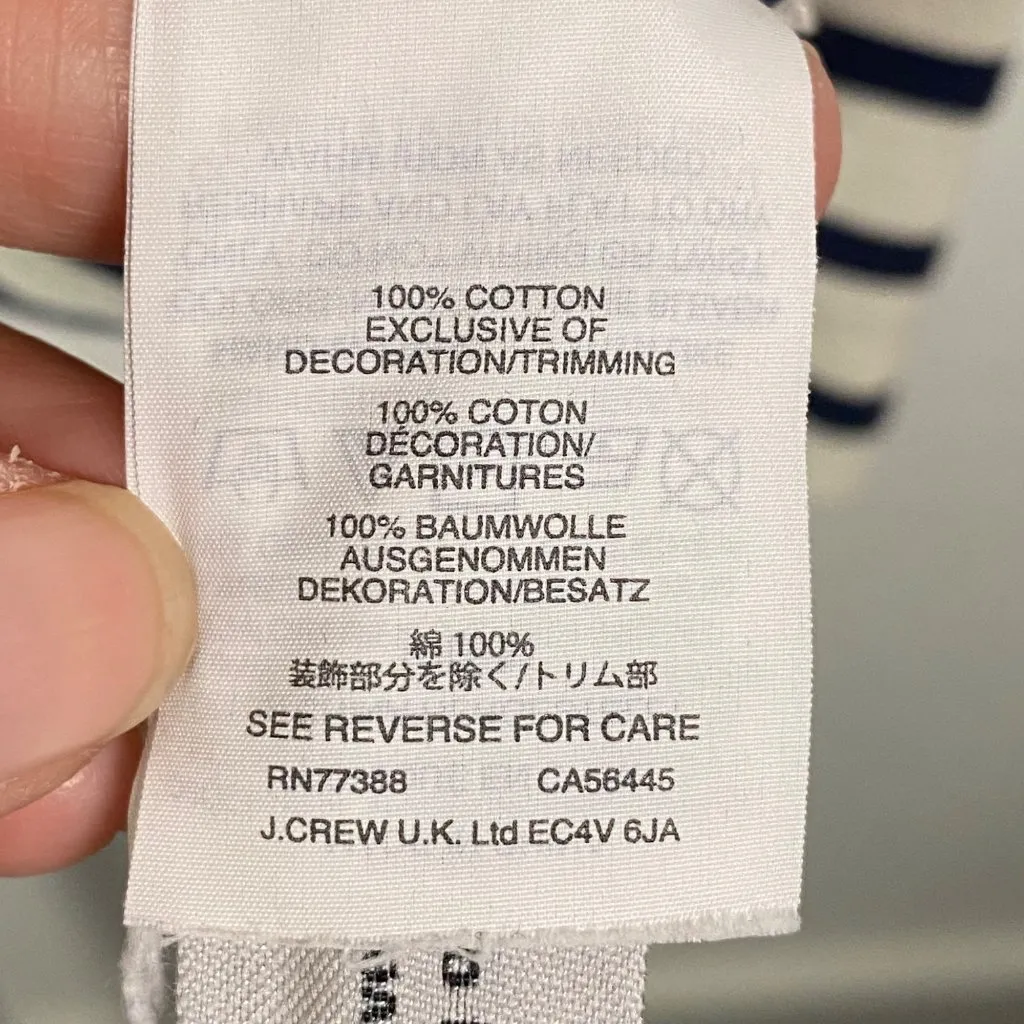 J. Crew White & Blue Striped Long Sleeve Shirt Embroidered Lips Kisses Size‎ XS - Image 5