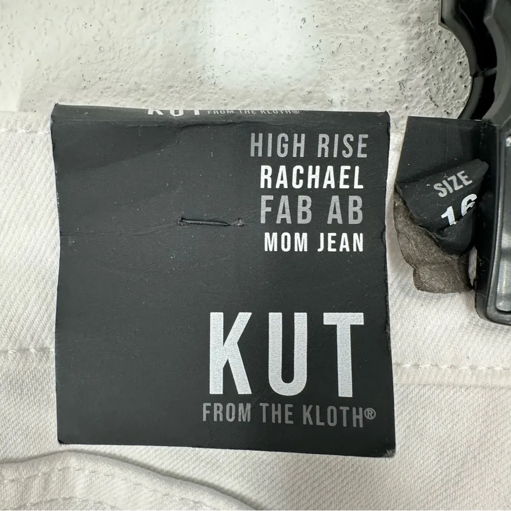 Kut From the Kloth White‎ Denim Jeans High Rise Ab Fab Mom Jean NWT Size 16 - Image 6