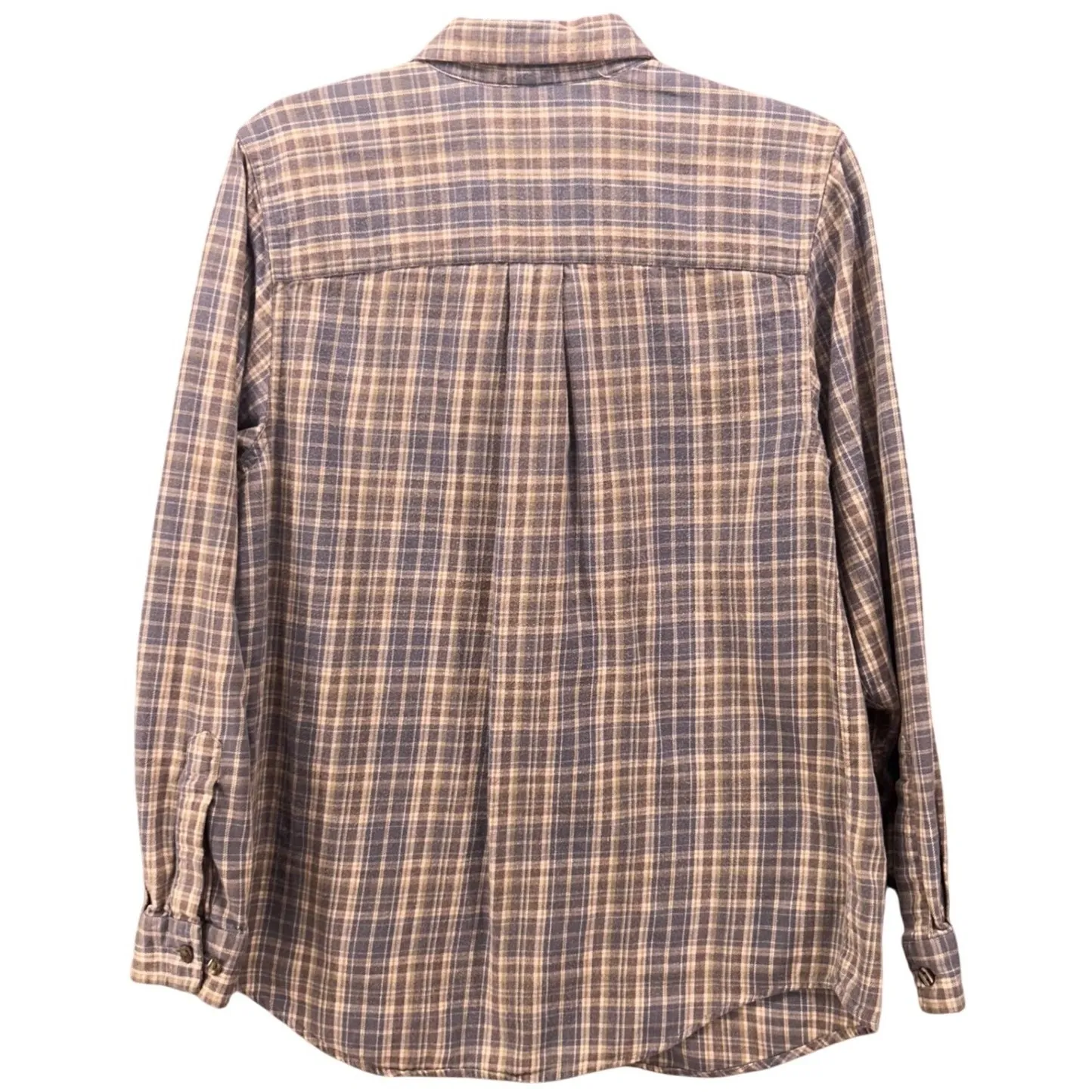 LL Bean Womens Flannel Shirt Size M Retro Plaid Button Down‎ Cozy Fuzzy Comfy Blue Size M - Image 2