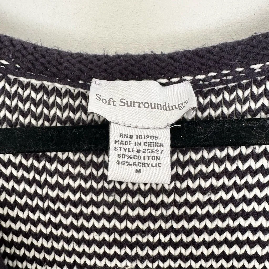 Soft Surroundings Women’s Medium Blue White Nautical Sweater Cotton Acrylic - Image 2