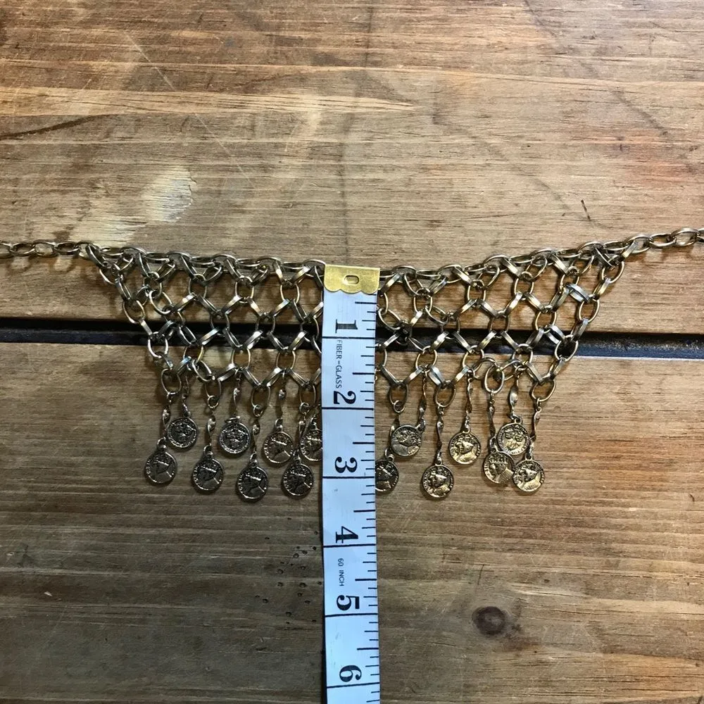 Erica Lyons Necklace Coin Chain Mesh Linked Chain Statement Gold Tone - Image 5