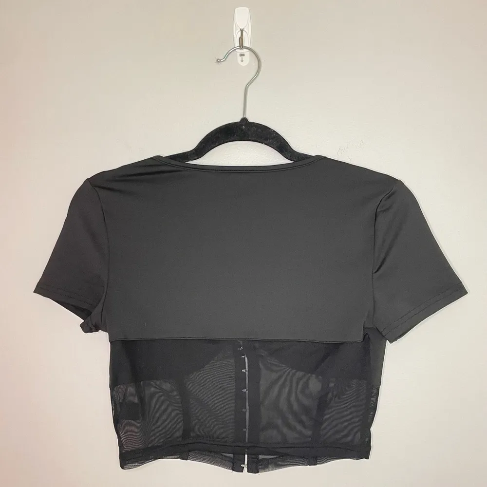 SHEIN Mesh Hook & Eye Bustier Crop Top, Black, Size S, NWOT - Image 4