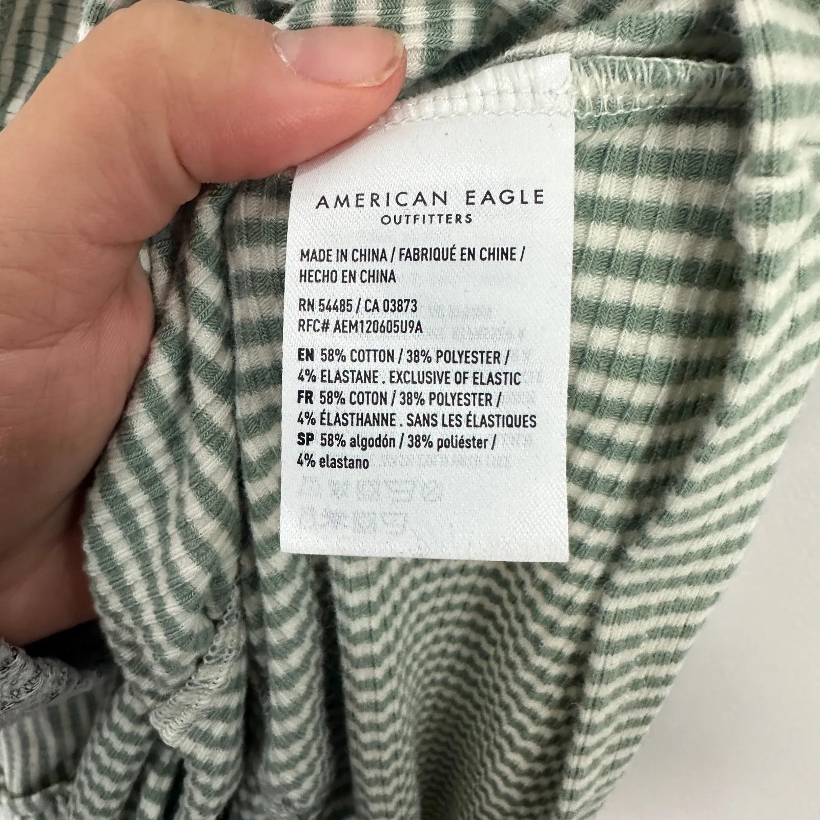 American Eagle Dress M Green Stripe Smocked Tiered Cottagecore Coastal Granola - Image 3