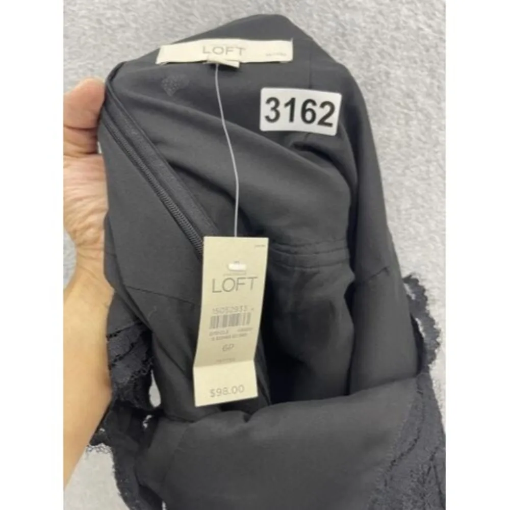 LOFT Ann Taylor Women's Dress Lace Overlay Solid Black Sleeveless Size 6 Petite - Image 3