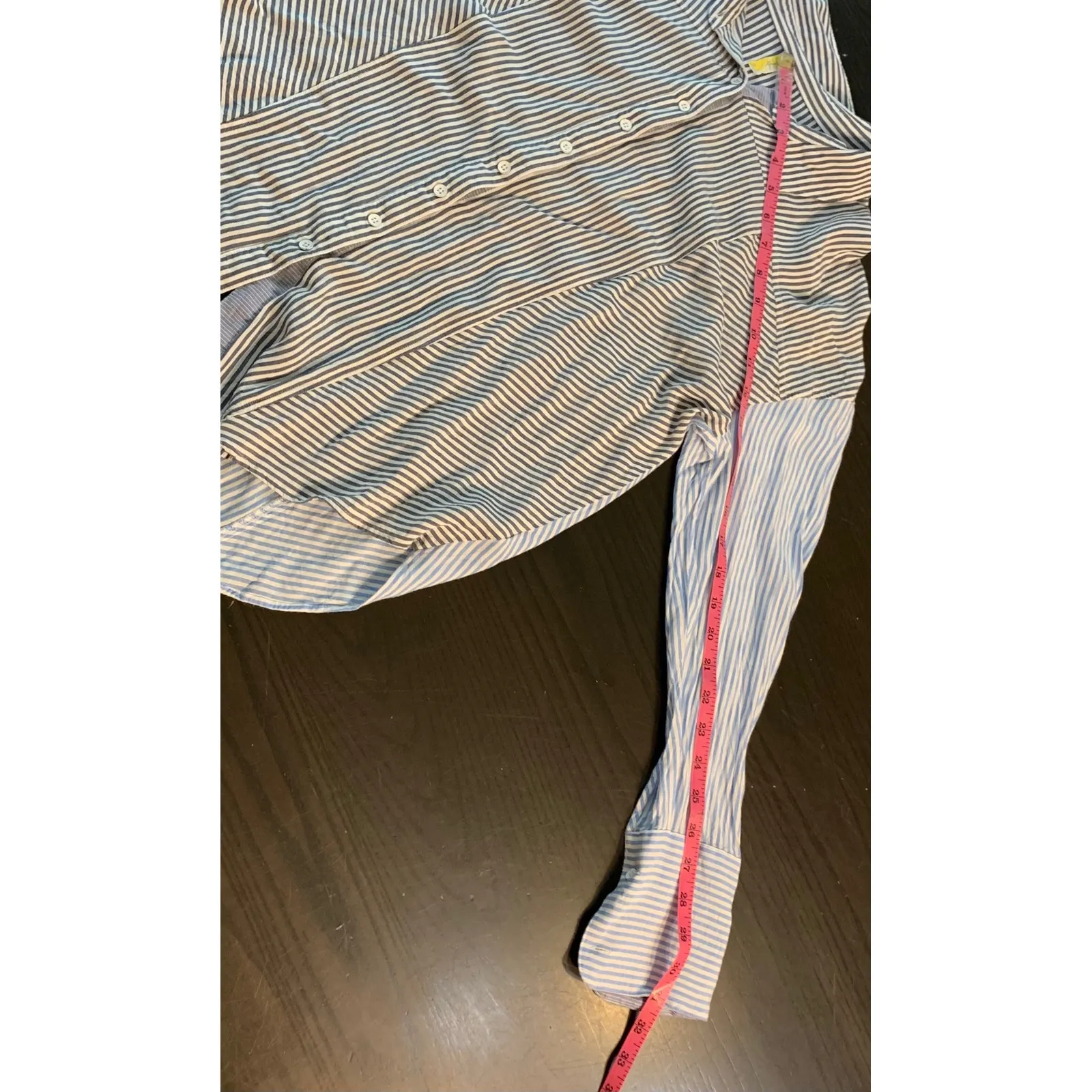 Free People Striped Button Up Shirt Blue White Long Sleeve Relaxed Fit M - Image 10