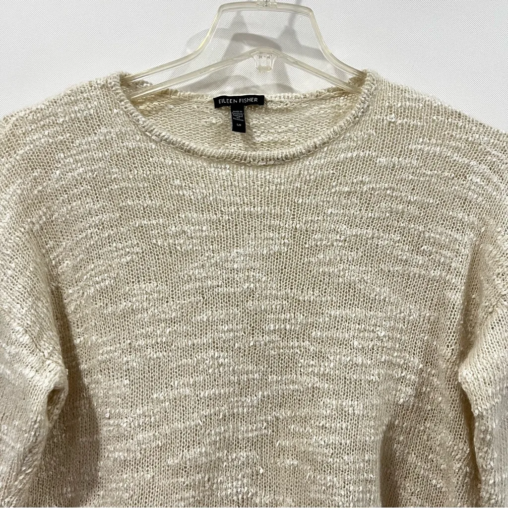 Eileen Fisher Mohair Tencel Lyocell Polyamide Size Small Petite Cream Sweater - Image 4