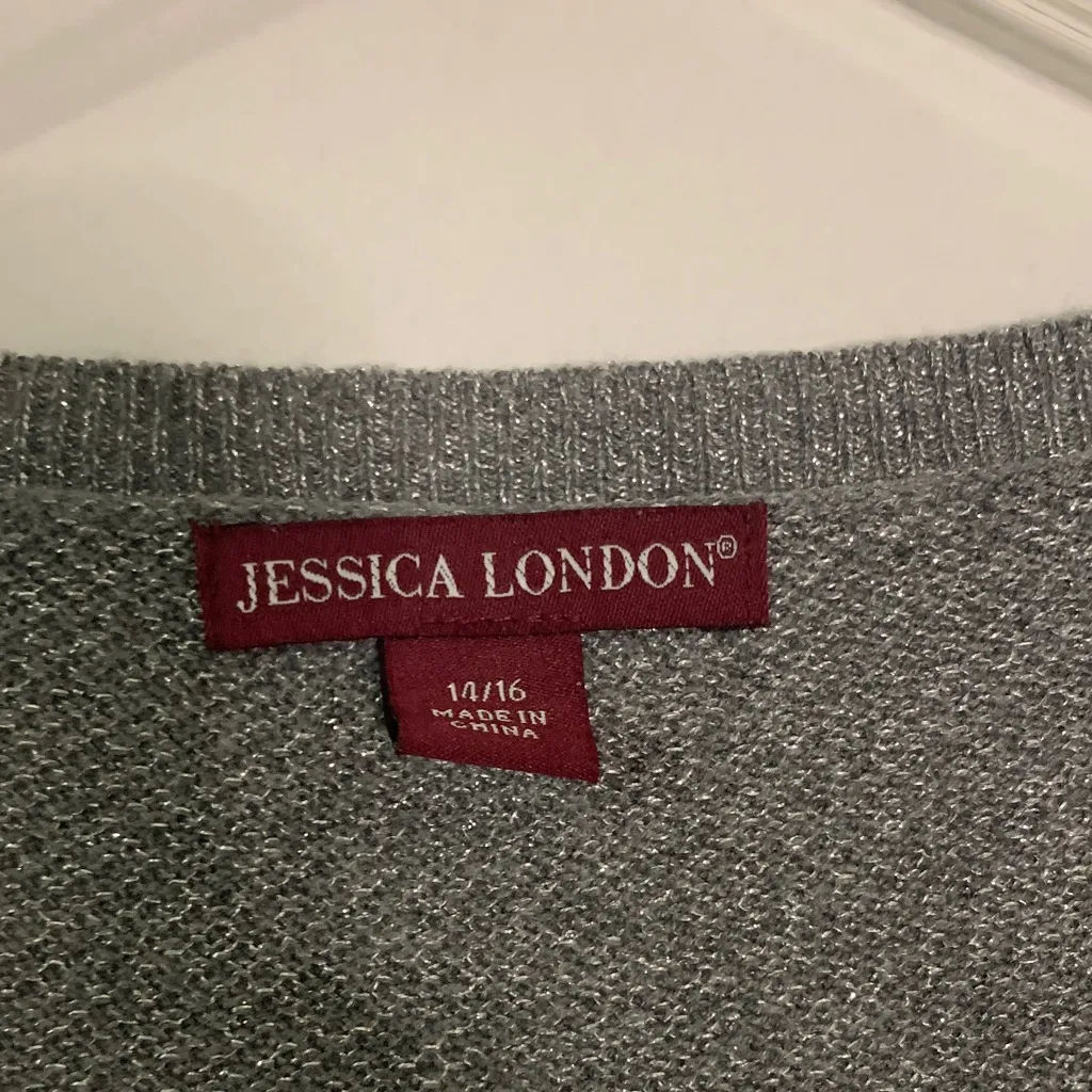 Jessica London Metallic Gray Knit Top - Image 5