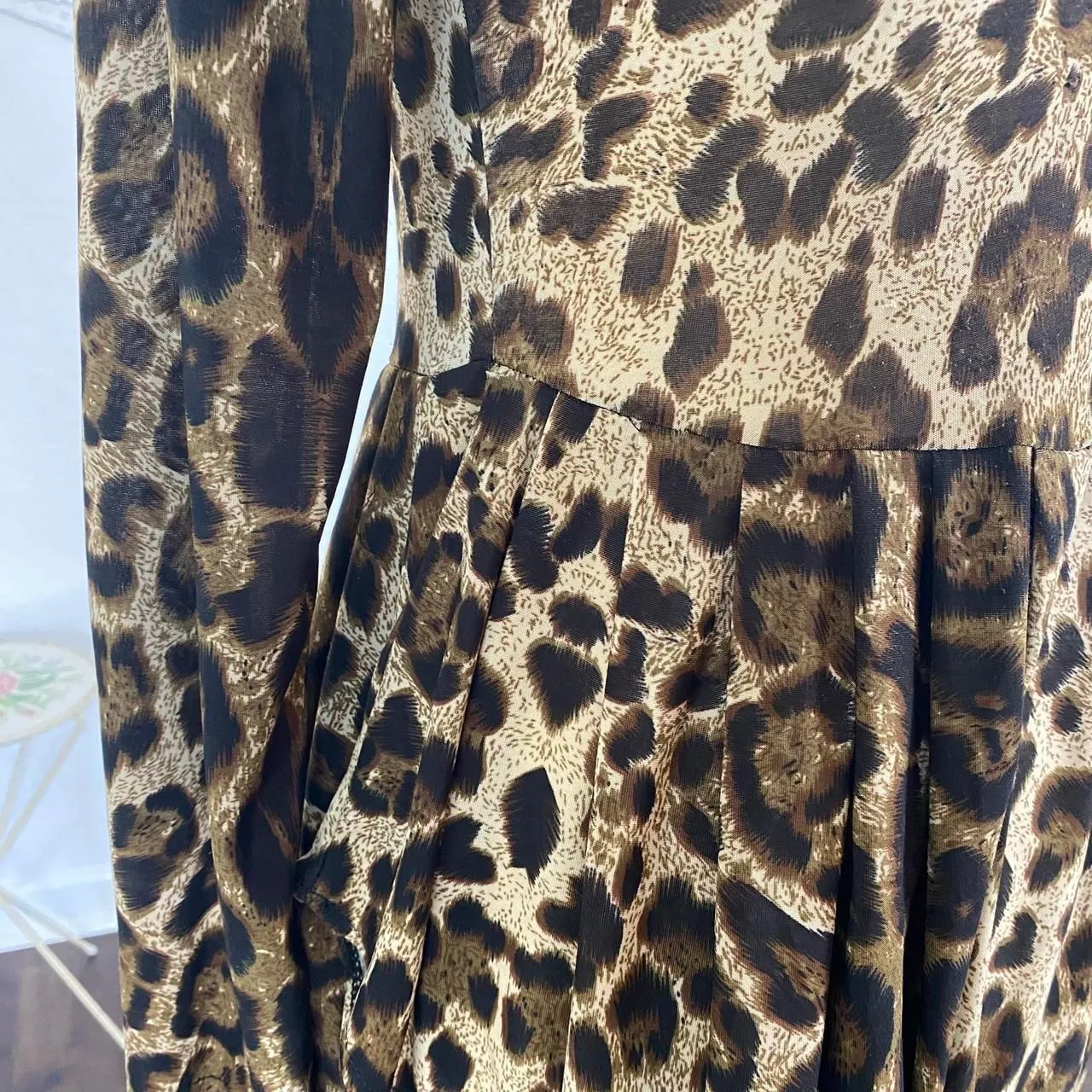 90s 2000s Leopard Cheetah Animal Print Tan Black Soft Grunge Micro Mini Dress S Brown - Image 6