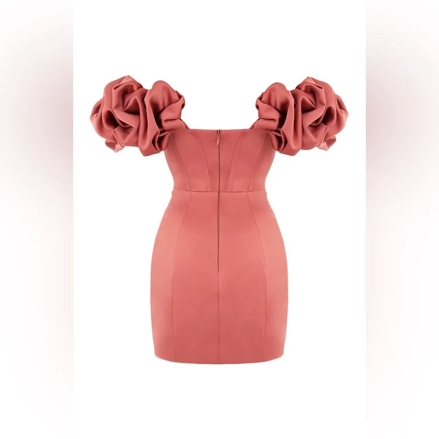 NWT Annabelle Rose Pink Satin Ruffle Strapless Mini Dress Size M - Image 14