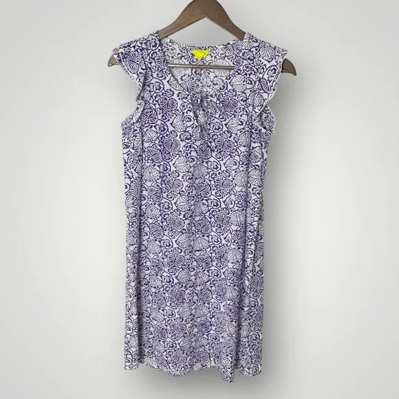 Roller Rabbit Blue White Floral Cotton Tunic Dress XS‎ Keyhole - Image 2