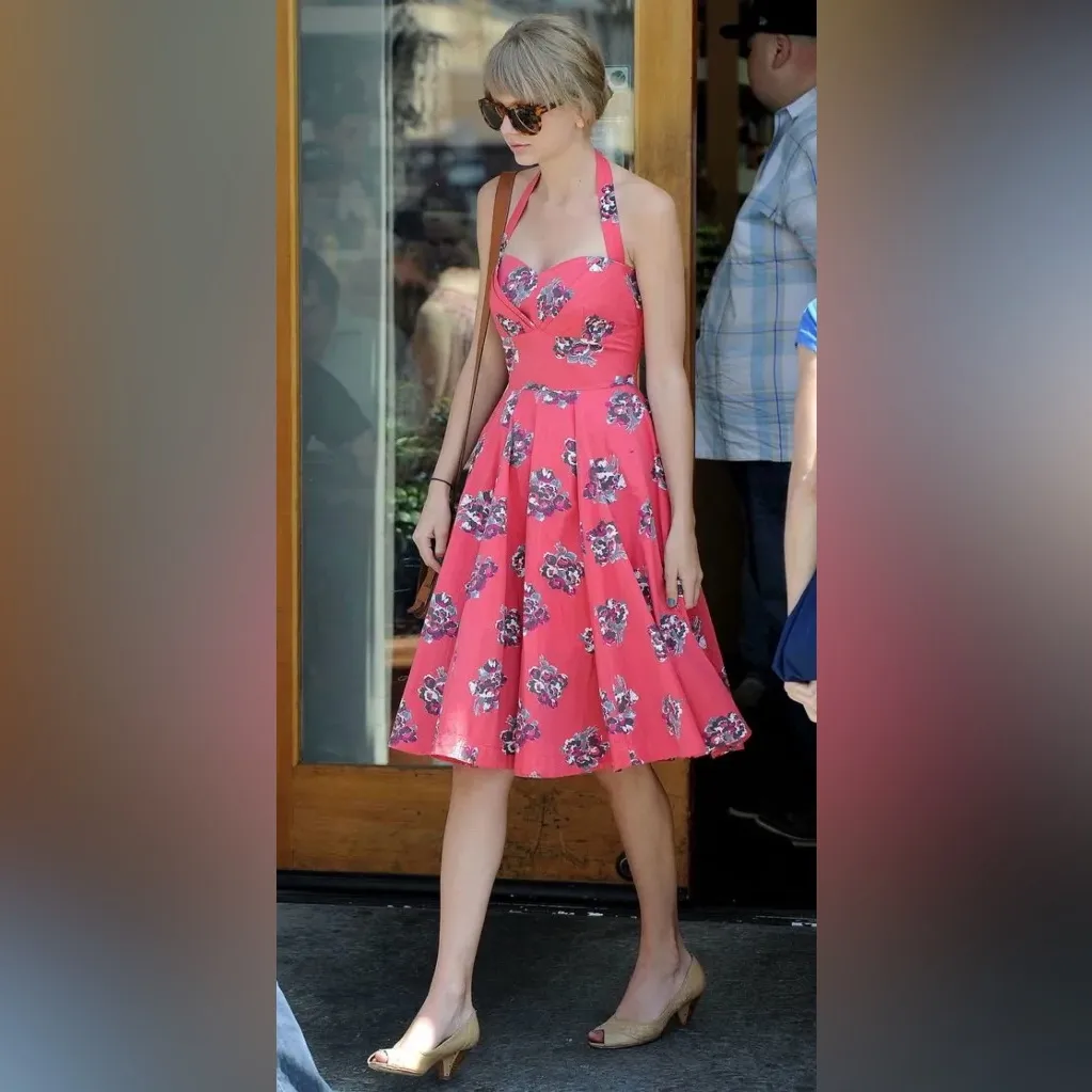Anthropologie Girls From Savoy Akebono Halter Dress Tea Length Pink Taylor Swift - Image 5