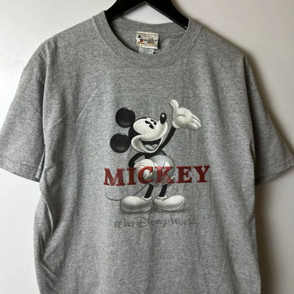 Vintage Disney Mickey T Shirt 90s Y2K Gray Large L Cartoon Graphic Tee Cotton - Image 12