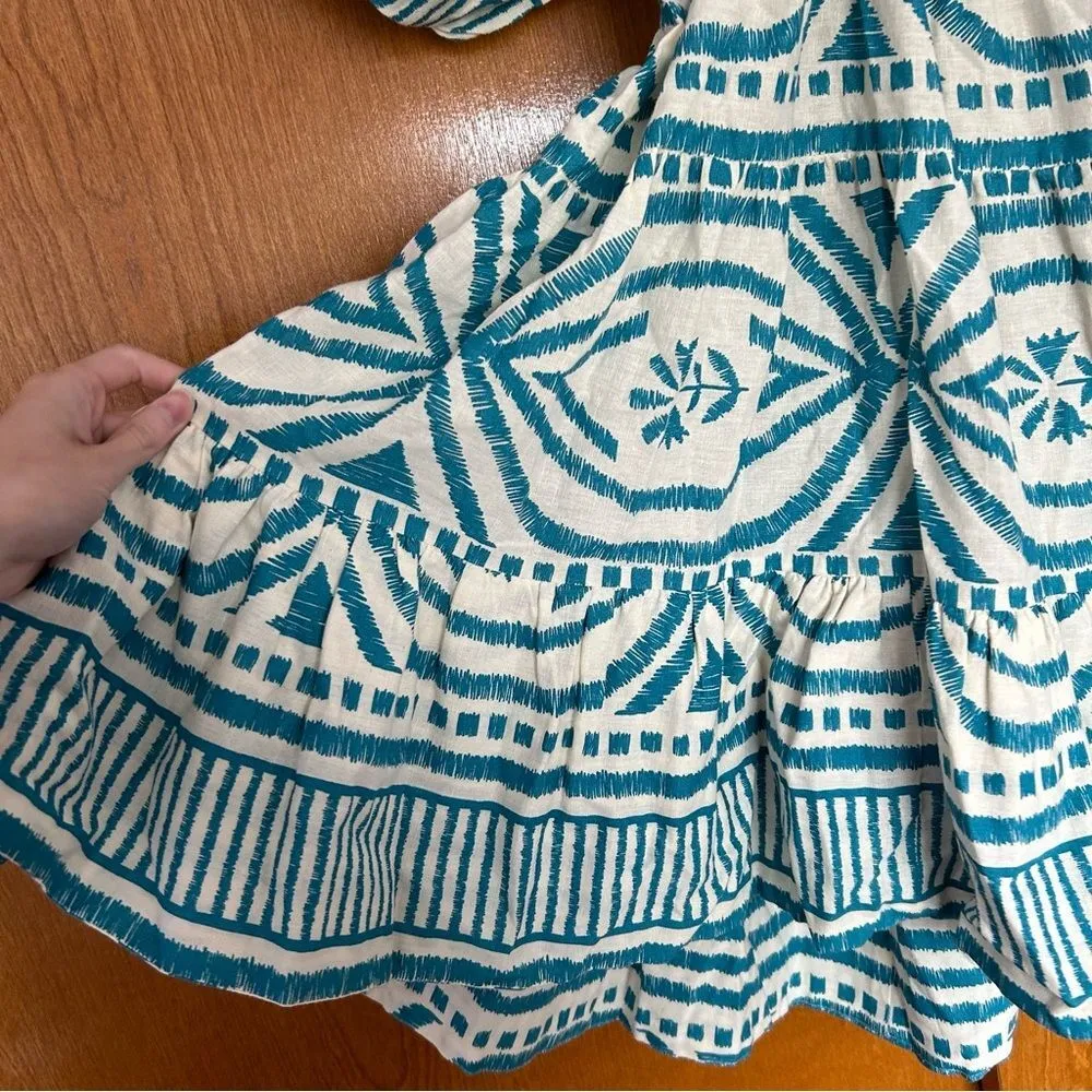 Omika Ila Mini Dress Puff Sleeves Pockets in Jolie Lagoon Size XS Vacation Blue - Image 7