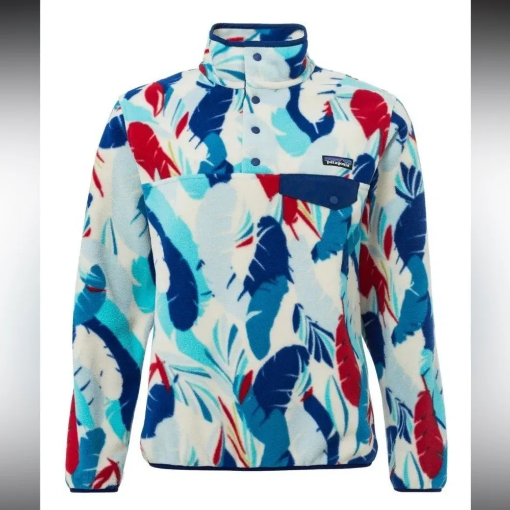 Patagonia Synchilla snap-t pullover feather print women's size medium - Image 9