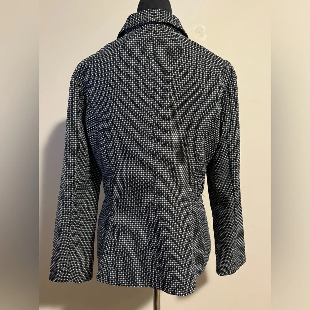 EUC Sweet Suit Black and White Square Patterned Blazer Adjustable Belt size 12 - Image 5