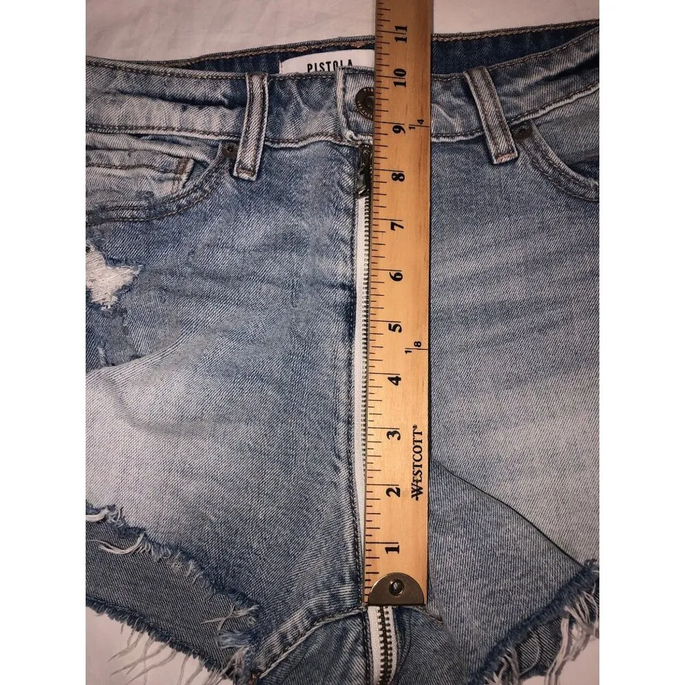 Pistola Winston Short Utopia Denim Cutoff Revolve Size 29 Zipper Distressed Blu - Image 10