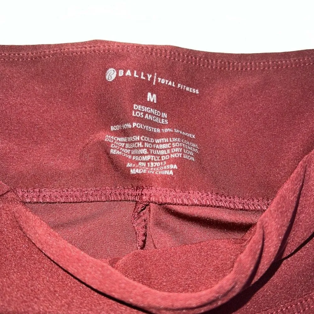 Bally Total Fitness Womens Leggings Size M  Burgundy Maroon Wine Athletic Crop - Image 2