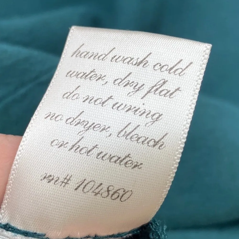 Miami Womens medium teal cross front long sleeve bubble hem embroidered top - Image 7