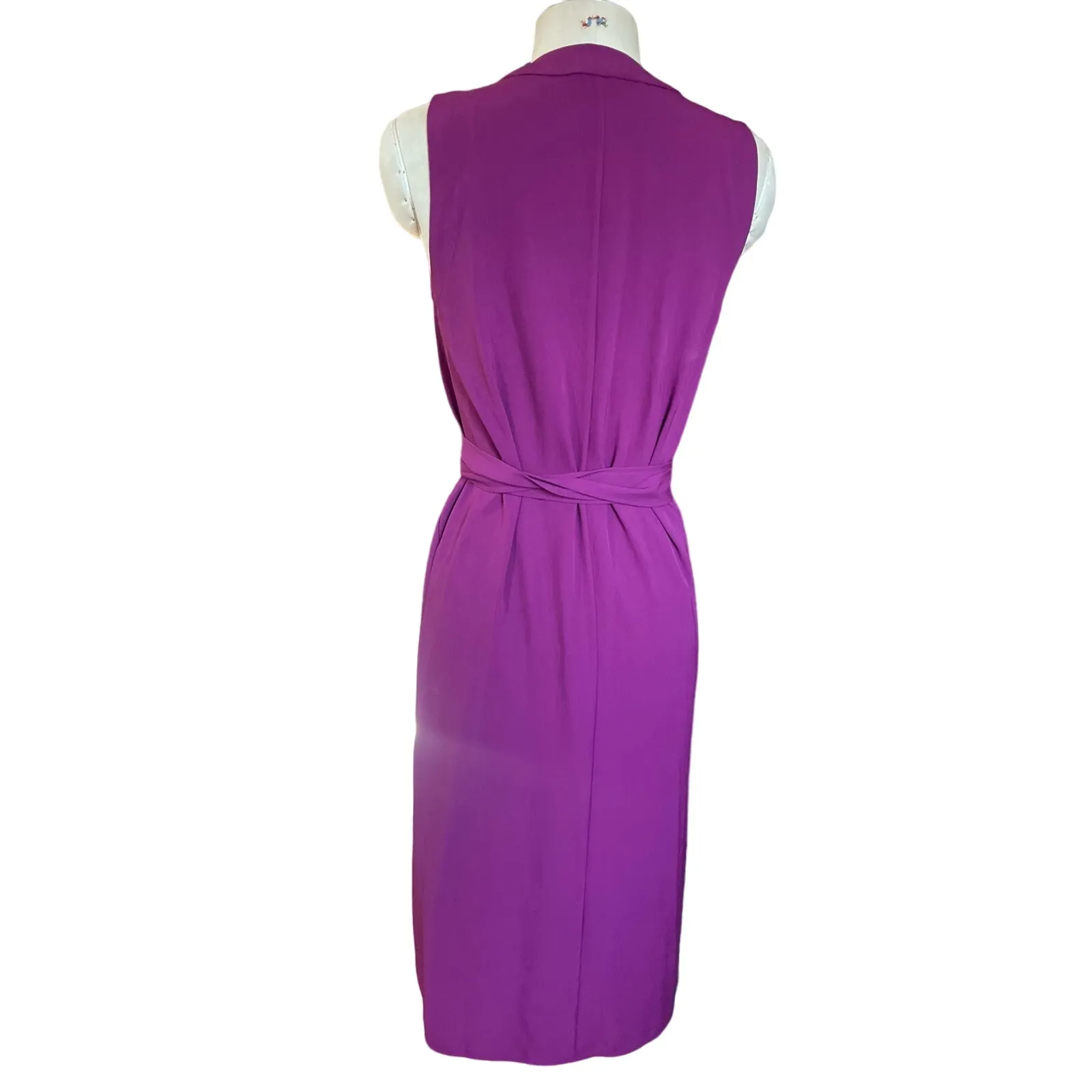 Everlane Japanese GoWeave Sleeveless Wrap in Magenta Purple Midi Dress Size 2 - Image 3